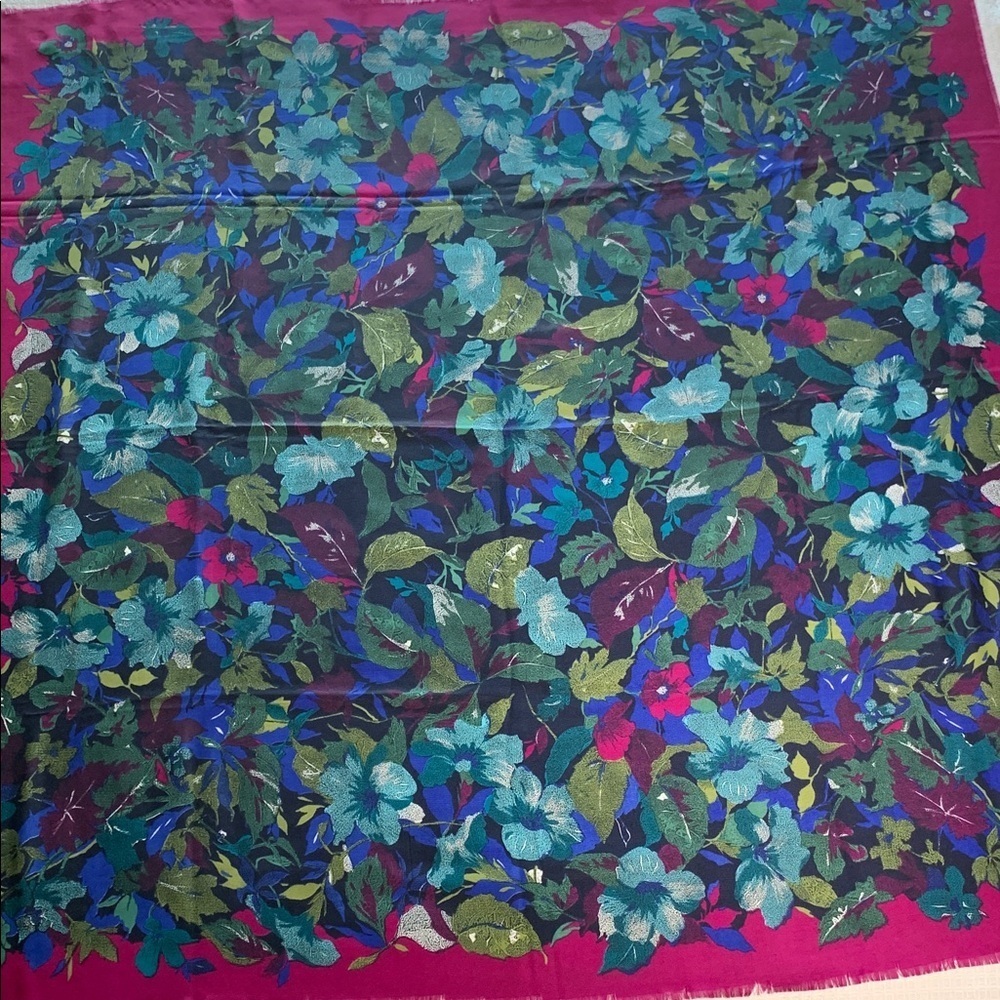 Floral scarf- large square blanket scarf made in Italy